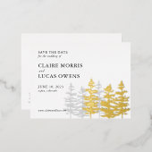 Ponderosa Pines sparen de Datum Folie Uitnodiging Briefkaart (Voorkant / Achterkant)