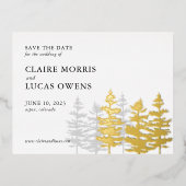 Ponderosa Pines sparen de Datum Folie Uitnodiging Briefkaart (Voorkant)