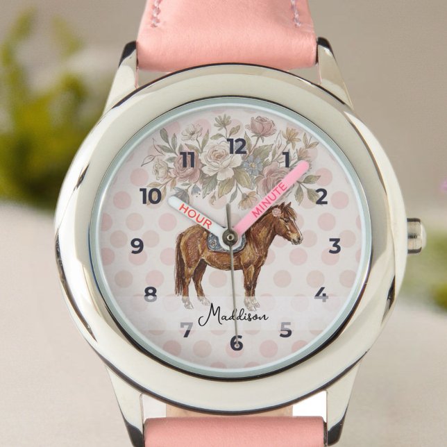 Poneyverjaardag Horloge ( This charming theme combines the elegance of French country décor with whimsical pony illustrations)