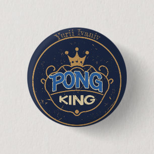 Pong King Blue Ronde Button 3,2 Cm