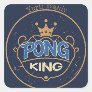 Pong King Blue Vierkante Sticker