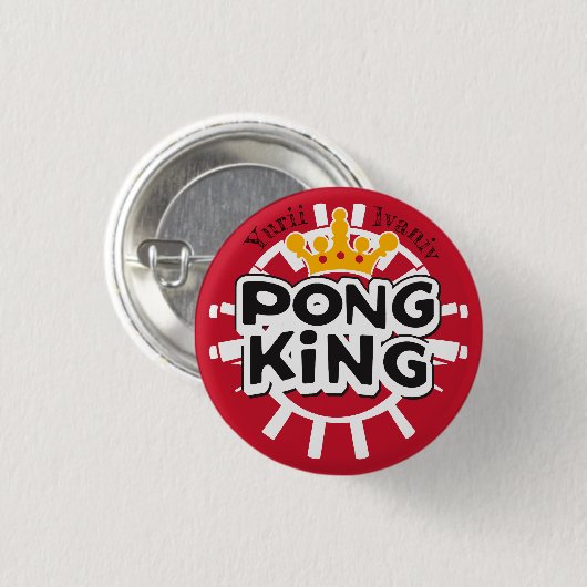 Pong King Red Ronde Button 3,2 Cm (Voorkant /achterkant)