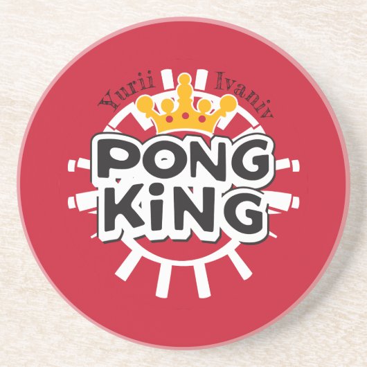 Pong King Red Zandsteen Onderzetter (Voorkant)