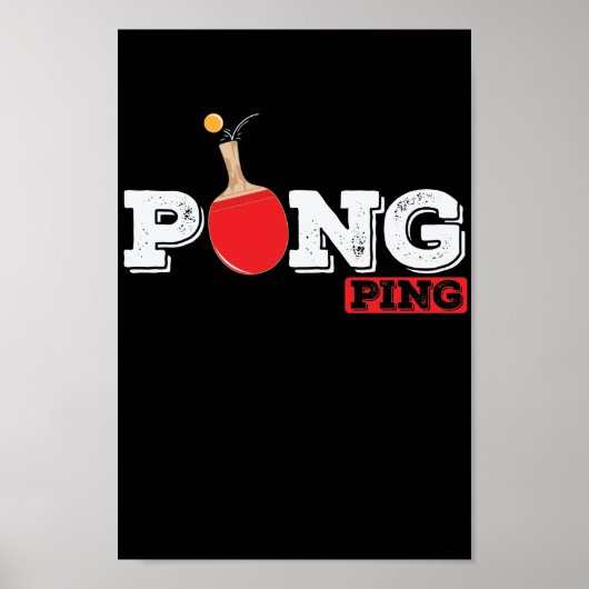 Pong Ping Spieler Tischtenniskelle mit Ball Poster (Voorkant)