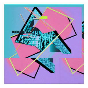 Pong Powered Memphis Piramide ontwerp Perfect Poster