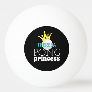 Pong Princess Blauwgroen gepersonaliseerde naam Pingpongbal