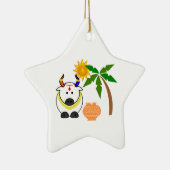 Pongal Pot, Koe en boom Keramisch Ornament (Rechts)