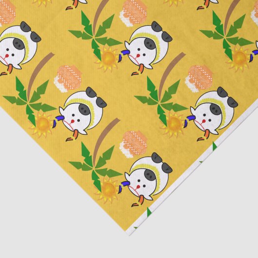 Pongal Pot, Koe en boom Tissuepapier (Detail)