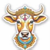 Pongal Versierde Koe Sticker (Voorkant)