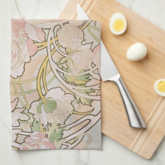 Ponies Abstract Pattern Alphonse Mucha Theedoek (Quarter Fold)