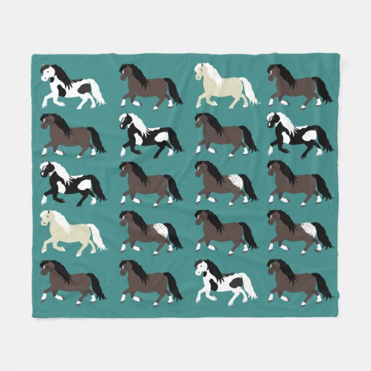 Ponies Fleece Blanket Deken (Voorkant (Horizontaal))