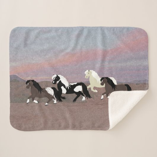 Ponies Sherpa Blanket Deken (Voorkant (horizontaal))