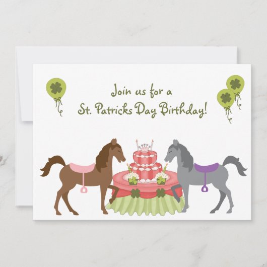 Ponies St Patrick's Day Birthday Uitnodiging (Voorkant)
