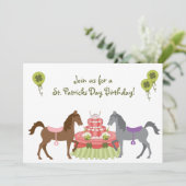 Ponies St Patrick's Day Birthday Uitnodiging (Staand voorkant)