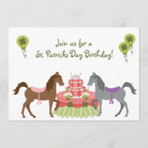  Ponies St Patrick's Day Birthday Uitnodiging