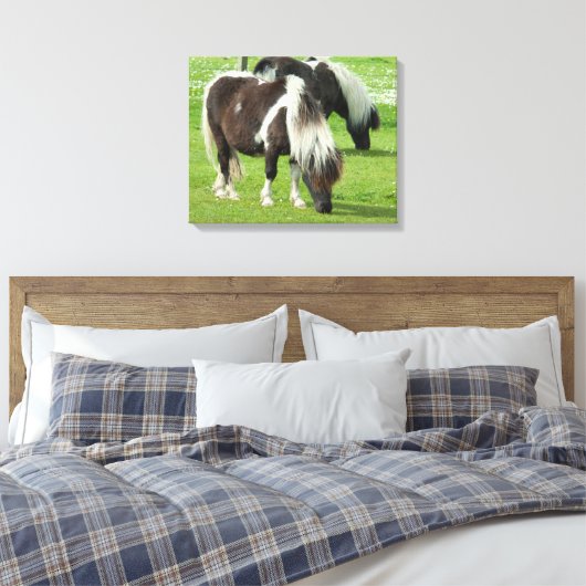Ponies van raszuivere Shetland Paint Canvas Afdruk (Insitu (Slaapkamer))