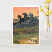 'Ponies' Verjaardag Kaart (Gele Bloem)