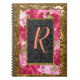 Poniste Floral Old Book Style Monogram Notitieboek