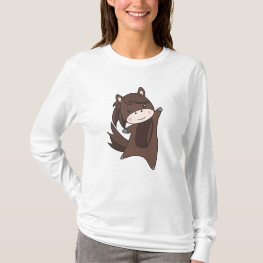 Ponny Rider Cute Animals Brown T-shirt (Voorkant)