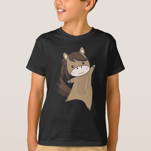 Ponny Rider Cute Animals Brown T-shirt (Voorkant)