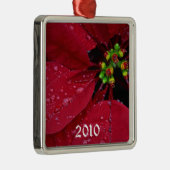Ponsettia kerstversiering metalen ornament (Rechts)