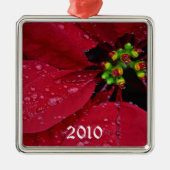 Ponsettia kerstversiering metalen ornament (Voorkant)