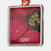 Ponsettia kerstversiering metalen ornament (Links)