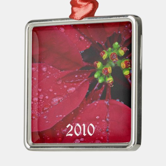 Ponsettia kerstversiering metalen ornament (Links)