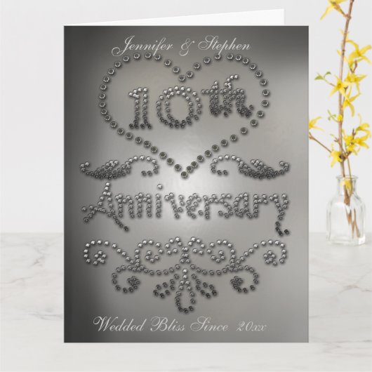 Ponskaart 10-jarig Huwelijksjubileum met gestanste Kaart (Gele Bloem)