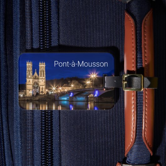 Pont a Mousson Panorama met Moselle Souvenir Bagagelabel (Voorkant Insitu 4)