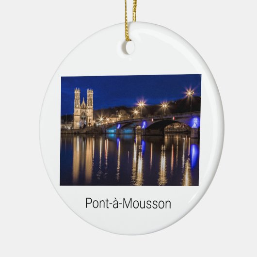 Pont a Mousson Panorama met Moselle Souvenir Keramisch Ornament (Links)