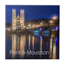Pont a Mousson Panorama met Moselle Souvenir Tegeltje