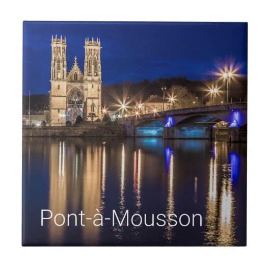 Pont a Mousson Panorama met Moselle Souvenir Tegeltje (Voorkant)