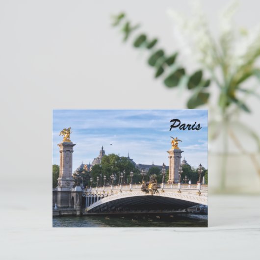 Pont Alexandre III aan de Seine River - Parijs, Fr Briefkaart (Staand voorkant)