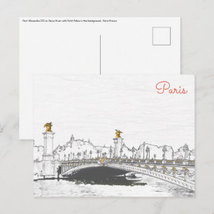 Pont Alexandre III aan de Seine River - Parijs Fra Briefkaart