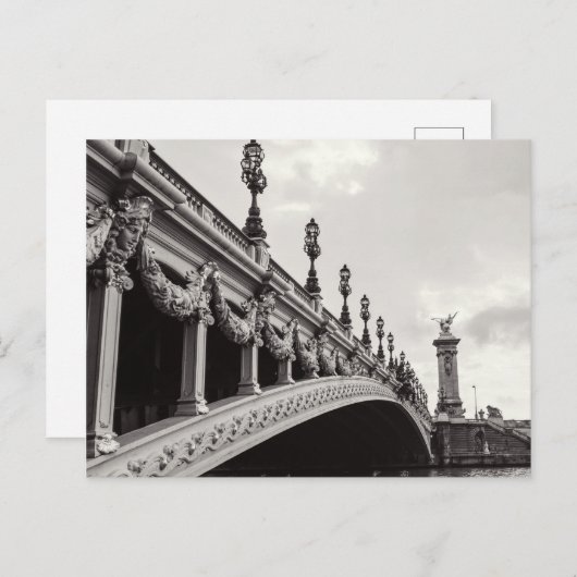 Pont Alexandre III Black en White Paris Briefkaart (Voorkant / Achterkant)