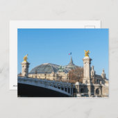 Pont Alexandre III en Grand Palais op een zonnige  Briefkaart (Voorkant / Achterkant)