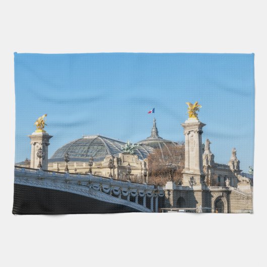 Pont Alexandre III en Grand Palais op een zonnige Theedoek (Horizontaal)