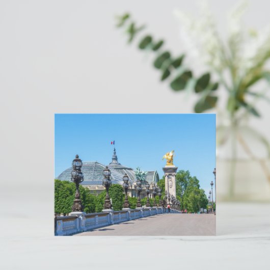 Pont Alexandre III en Grand Palais, Parijs, Frankr Briefkaart (Staand voorkant)