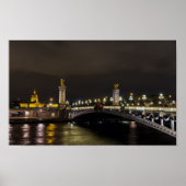 Pont Alexandre III en invalide bij nacht Poster (Voorkant)