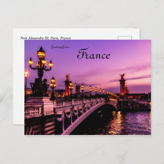 Pont Alexandre III Parijs Frankrijk Briefkaart (Voorkant / Achterkant)