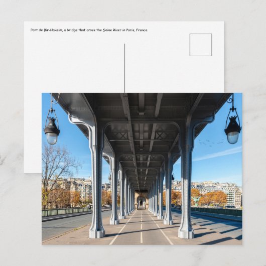 Pont de Bir-Hakeim over de Seine - Parijs, Frankri Briefkaart (Voorkant / Achterkant)