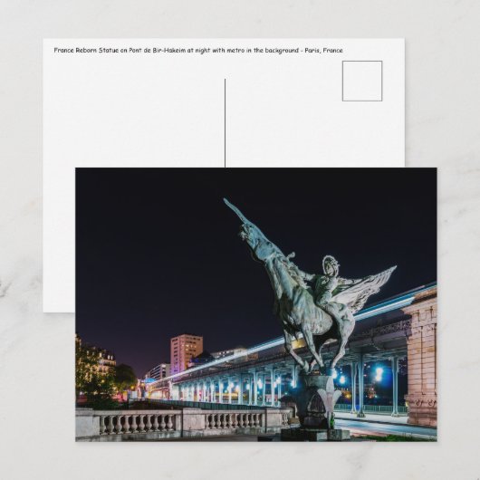 Pont de Bir-Hakeim ’s nachts - Parijs, Frankrijk Briefkaart (Voorkant / Achterkant)