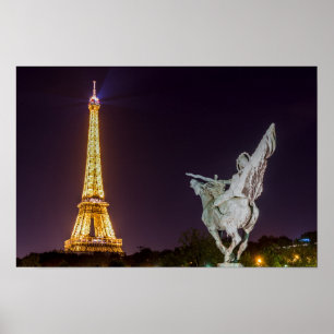Pont de Bir-Hakeim 's nachts - Parijs, Frankrijk Poster