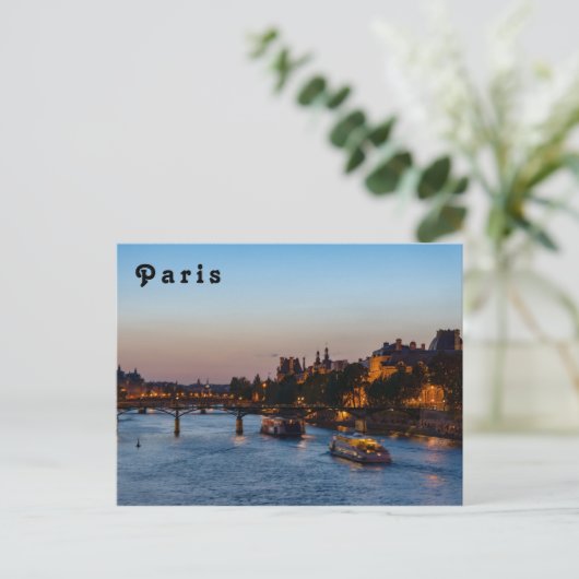 Pont des arts at nachtfall - Paris, Frankrijk Briefkaart (Staand voorkant)
