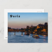 Pont des arts at nachtfall - Paris, Frankrijk Briefkaart (Voorkant / Achterkant)
