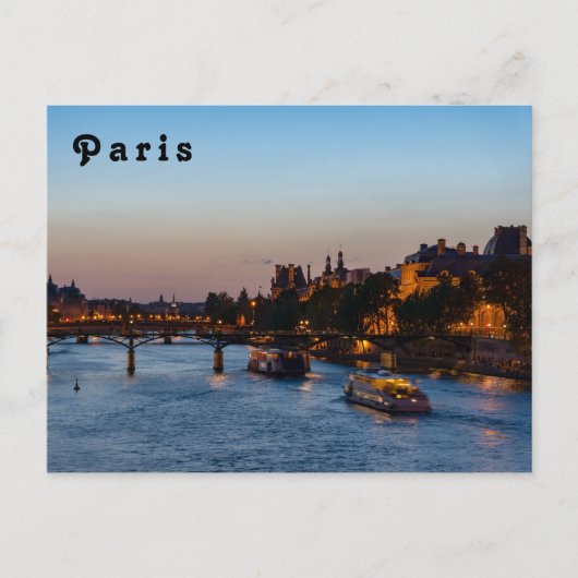 Pont des arts at nachtfall - Paris, Frankrijk Briefkaart (Voorkant)