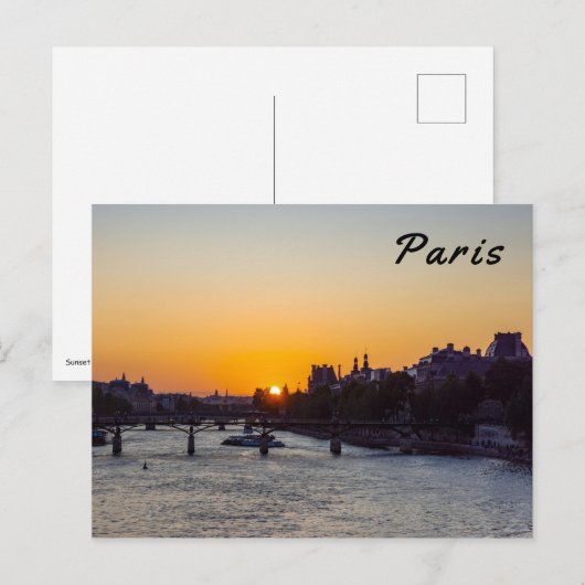 Pont des arts at sunset - Parijs, Frankrijk Briefkaart (Voorkant / Achterkant)