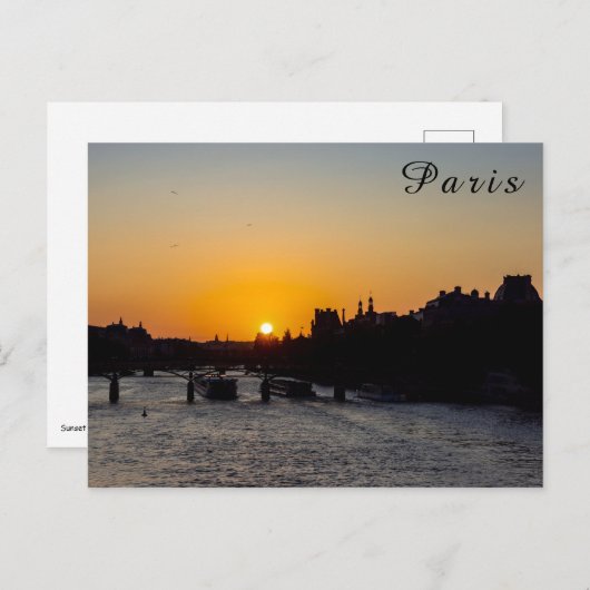 Pont des arts at sunset - Parijs, Frankrijk Briefkaart (Voorkant / Achterkant)