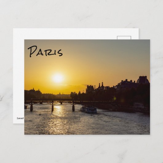 Pont des arts at sunset - Parijs, Frankrijk Briefkaart (Voorkant / Achterkant)